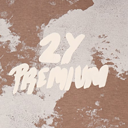 2Y Premium - Conjunto de sudadera de cuello redondo y pantalón de chándal marrón y beige