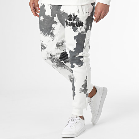 2Y Premium - Set di pantaloni da jogging e felpa con girocollo Bianco Grigio Antracite
