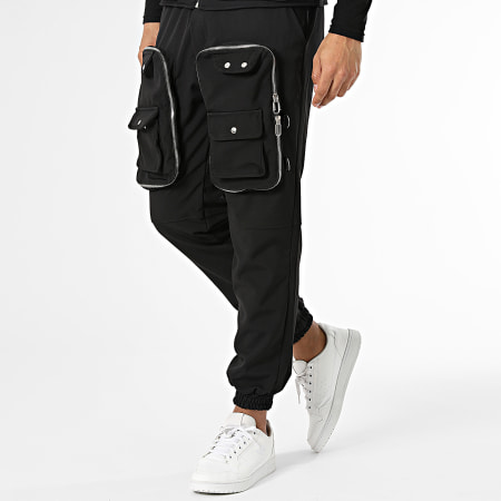 2Y Premium - Set di gilet tattici neri con zip e pantaloni cargo