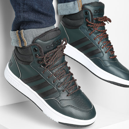 Adidas Sportswear - Baskets Montantes Hoops 3.0 Mid WTR GW6702 Shadow Green Iron Metallic Core Black