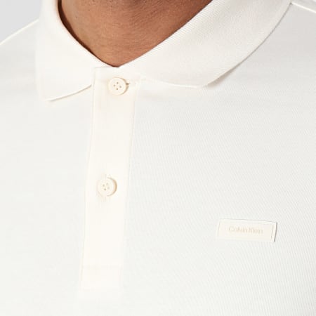 Calvin Klein - Polo Slim in cotone liscio a maniche corte 1657 Beige chiaro