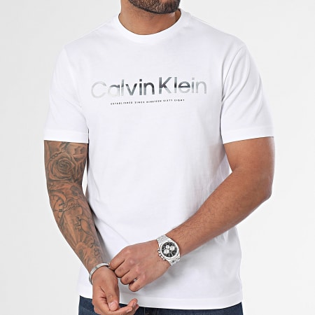 Calvin Klein - Tee Shirt Diffused Logo 2497 Blanc