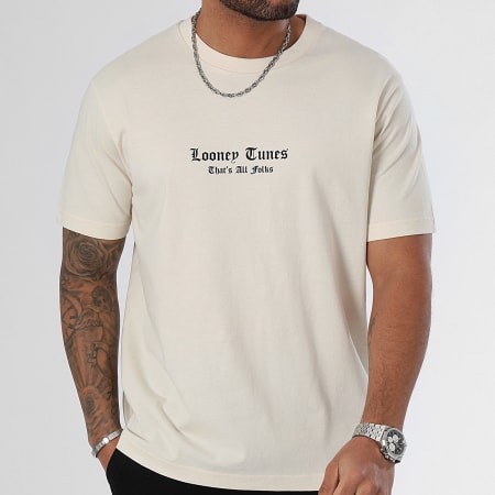 Looney Tunes - Camiseta Oversize Large Tweety Graffiti Blanco Y Negro Beige