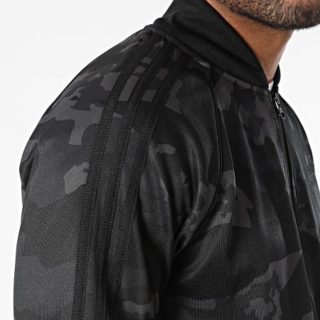 Adidas Originals - Chaqueta con cremallera a rayas de camuflaje IS0252 Negro Gris