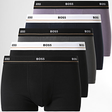 BOSS - Pack De 5 Boxers 50508889 Negro Morado Azul Marino Gris Carbón