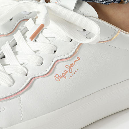Pepe Jeans Lane Sweet W Scarpe Da Ginnastica Donna In Pelle Bianco/Rosa - Tacco Piatto, Basse, Sportive