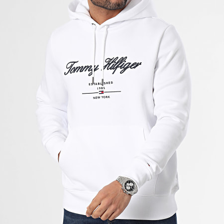 Tommy Hilfiger - Sweat Capuche Script Logo 3631 Blanc