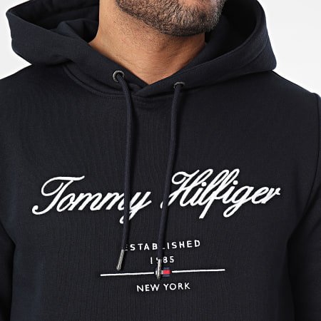 Tommy Hilfiger - Felpa con cappuccio Script Logo 3631 blu navy