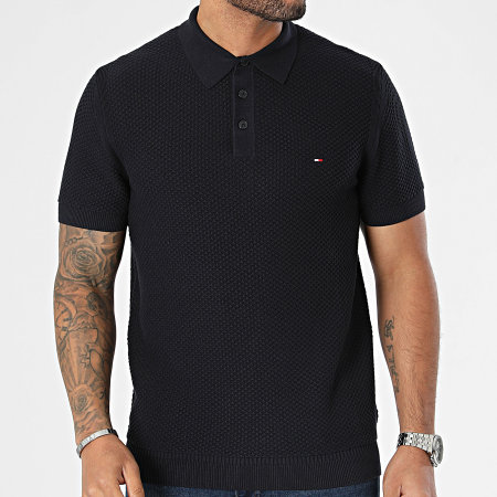 Tommy Hilfiger - Polo Manches Courtes Oval Structure 4686 Bleu Marine