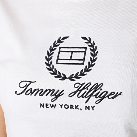 Tommy Hilfiger - Maglietta da donna Slim Flag Script 1761 Bianco