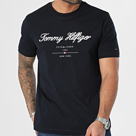 Tommy Hilfiger - Tee Shirt Script Logo 3691 Bleu Marine