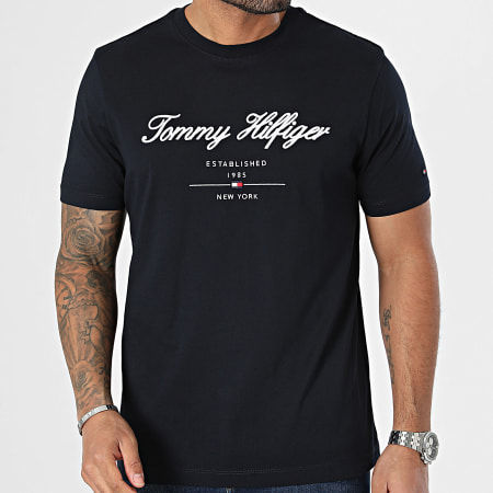 Tommy Hilfiger - Tee Shirt Script Logo 3691 Bleu Marine