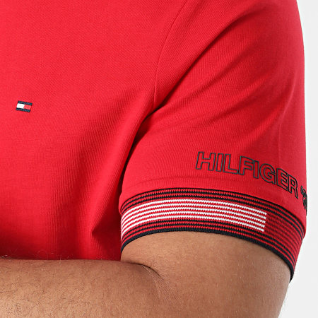 Tommy Hilfiger - Tee Shirt Regular Fit Flag Cuff 4430 Rosso