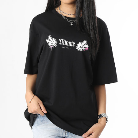 Minnie - Camiseta Mujer Minnie Mano Delantera Madrid Negro