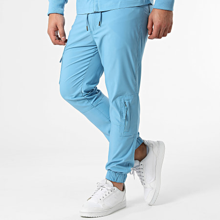 Frilivin - Set giacca e pantaloni cargo con cappuccio blu chiaro