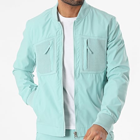 Frilivin - Conjunto de chaqueta con cremallera y pantalón cargo turquesa