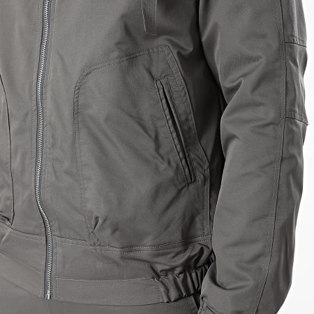 Frilivin - Conjunto de chaqueta con cremallera y capucha y pantalón cargo gris marengo
