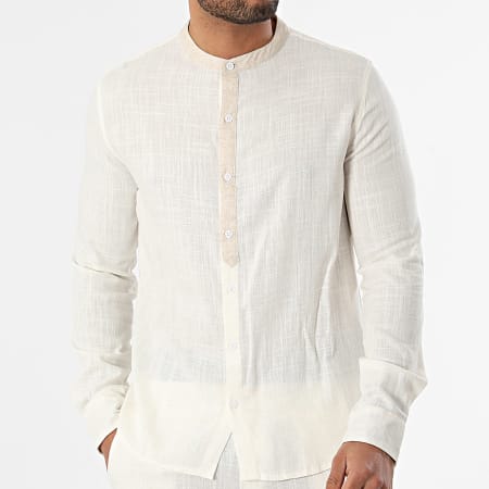 Frilivin - Conjunto blanco de camisa de manga larga y pantalón