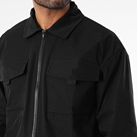 Frilivin - Conjunto de chaqueta negra con cremallera y pantalón cargo