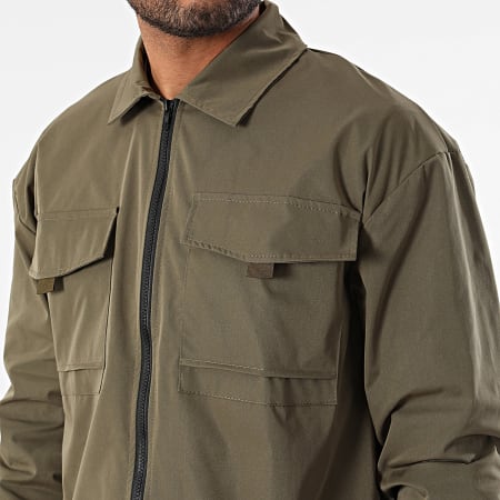 Frilivin - Conjunto de chaqueta con cremallera y pantalón cargo verde caqui