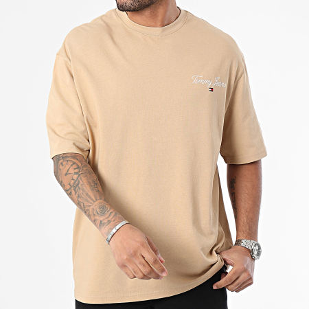 Tommy Jeans - Camiseta oversize Serif Linear 8575 Camel