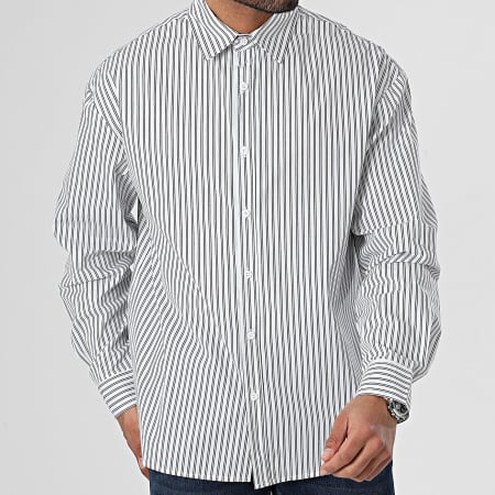 Frilivin - Camisa blanca a rayas de manga larga