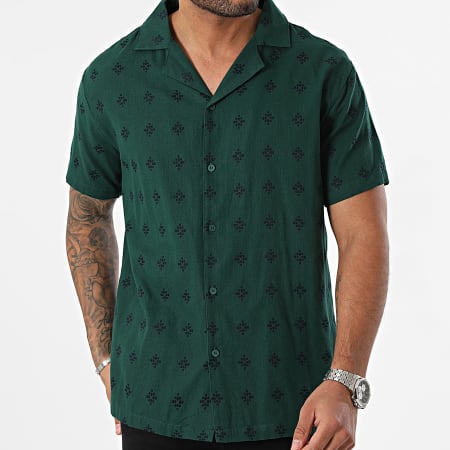 Frilivin - Camisa verde oscuro de manga corta