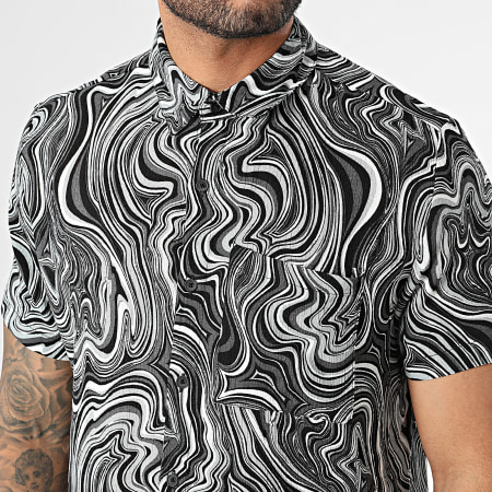 Frilivin - Camisa negra gris de manga corta