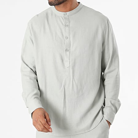Frilivin - Conjunto gris de camisa de manga larga y pantalón