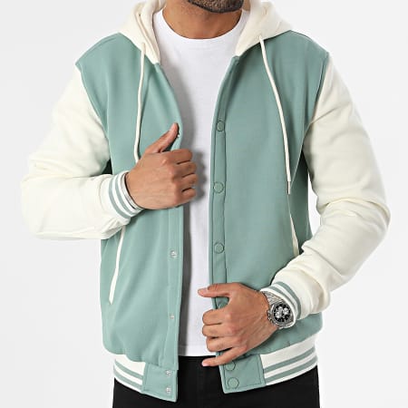 Frilivin - Veste A Capuche Vert Clair Blanc