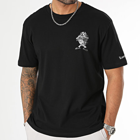 Looney Tunes - Tee Shirt Oversize Large New Sleeves Taz Graffiti Black And White Black
