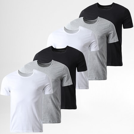 BOSS - Lot De 6 Tee Shirts Classics 50475284 Blanc Noir Gris Chiné