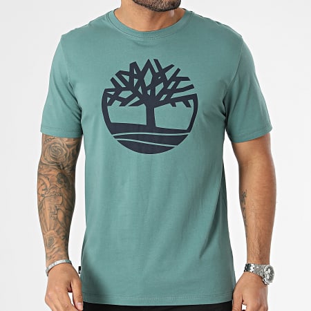 Timberland - Tee Shirt Tree Logo A2C2R Vert Bleu Marine