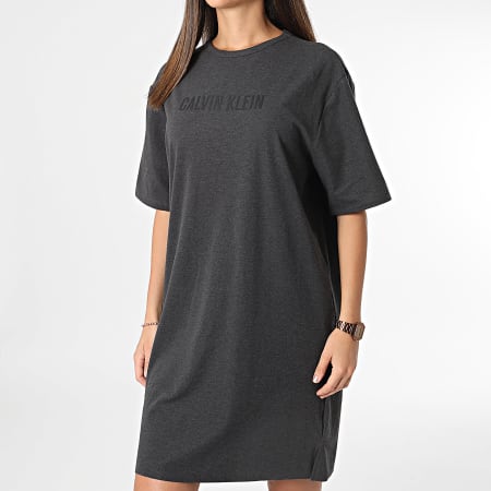 Calvin Klein - Robe Tee Shirt Femme QS7126E Gris Anthracite Chiné