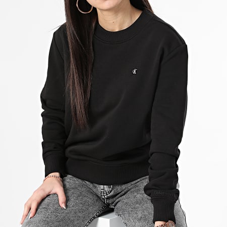 Calvin Klein - Sudadera de cuello redondo para mujer 3085 Negro
