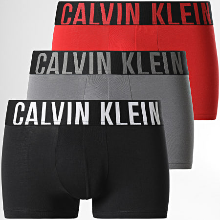 Calvin Klein - Set di 3 boxer NB3608A Nero Rosso Grigio