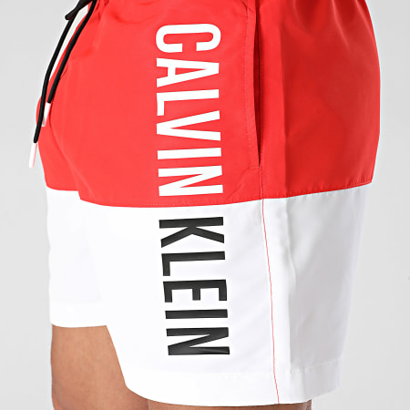 Calvin Klein - Pantalones cortos de baño Medium Drawstring Block 0994 Rojo Blanco