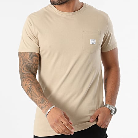 Deeluxe - Basito P1001M Camiseta de bolsillo beige