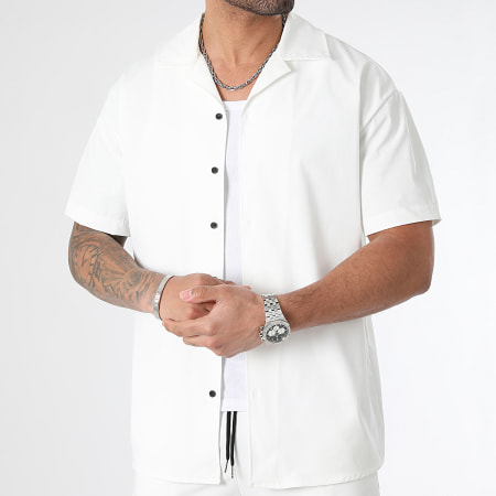 LBO - Conjunto de camisa de manga corta y pantalón corto Cargo 0982 Blanco