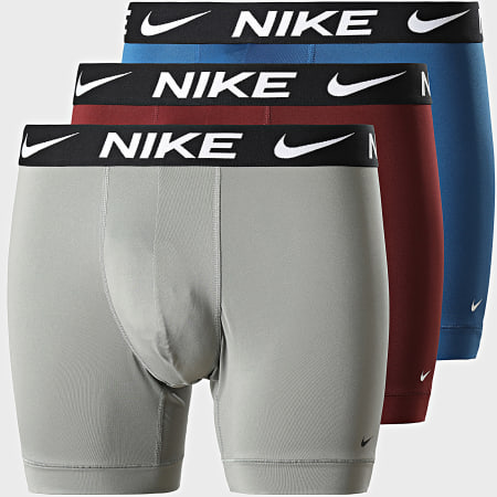 Nike - Set di 3 boxer Dri-Fit Essential Micro KE1157 Grigio Blu Bordeaux