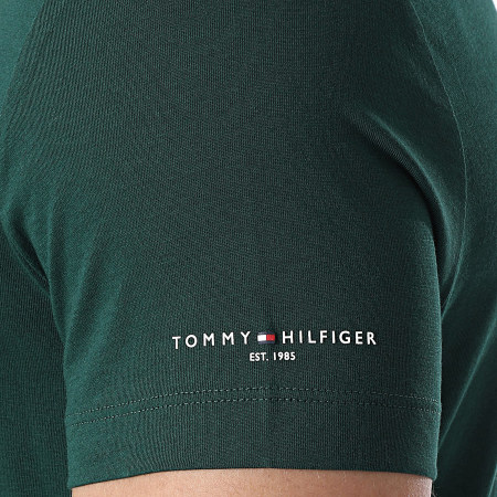 Tommy Hilfiger - Slim Logo Manga Camiseta 3892 Verde Oscuro