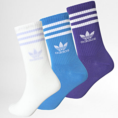 Adidas Originals - 3 paia di calzini IU2659 Bianco Reale Blu Viola