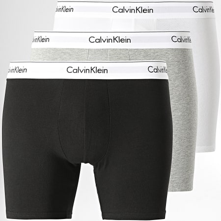 Calvin Klein - Juego de 3 calzoncillos bóxer NB2381A Negro Blanco Gris brezo