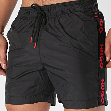 HUGO - Pantalones cortos de baño FAB 50500973 Negro Rojo
