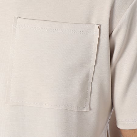 KZR - Camiseta de bolsillo beige