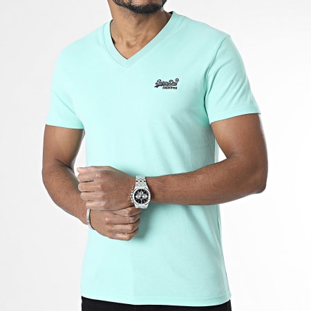 Superdry - Tee Shirt Col V M1011170A Vert Turquoise
