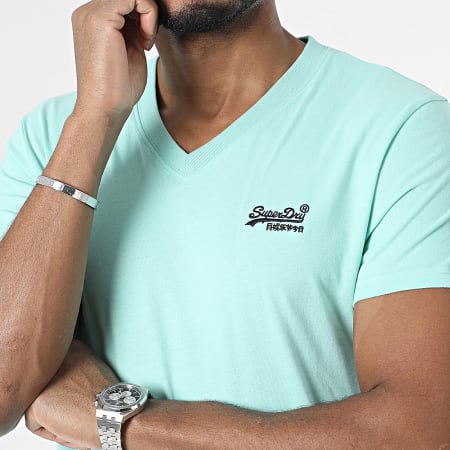 Superdry - Camiseta cuello pico M1011170A Verde turquesa