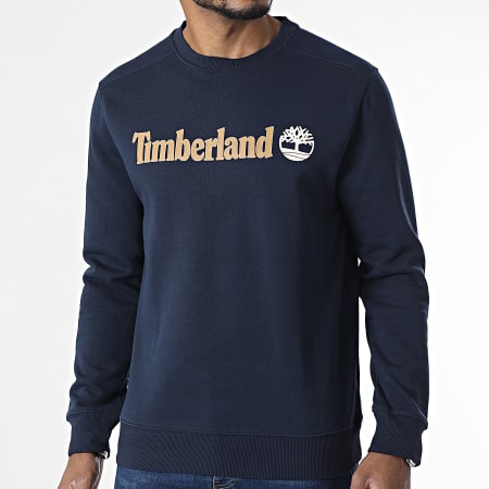 Timberland - Top con girocollo Logo lineare A5UJY Blu navy
