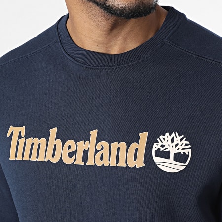 Timberland - Top con girocollo Logo lineare A5UJY Blu navy