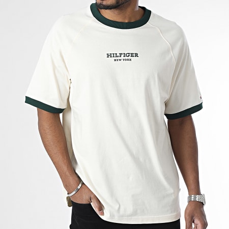 Tommy Hilfiger - Camiseta Monotype Ringer 4396 Beige Verde Caqui